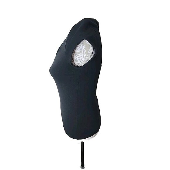 J. Crew Top Black Modal Form Knit V-neck Cap Sleeve Shirt Spring 23 Women's XS - Picture 10 of 10